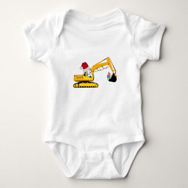 Weihnachtsbagger Baby Strampler (Vorderseite)