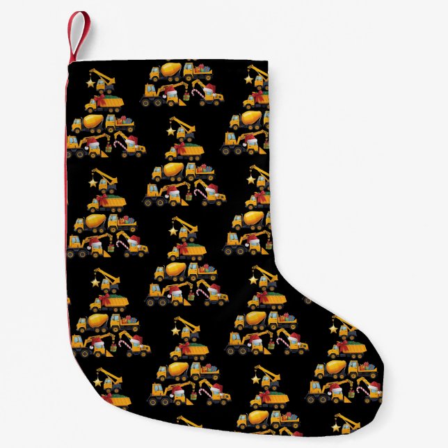 Weihnachtsbagger-Bau-LKW-Baum Kleiner Weihnachtsstrumpf (Vorderseite)