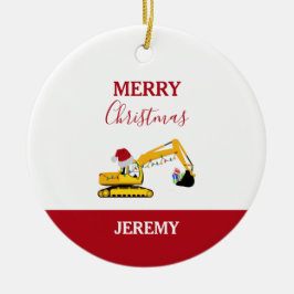 Weihnachtsbagger Keramik Ornament