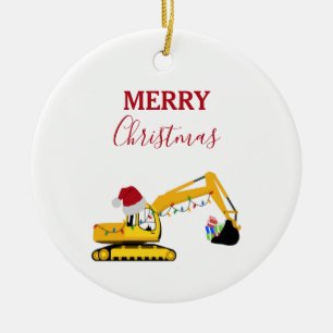Weihnachtsbagger   keramik ornament