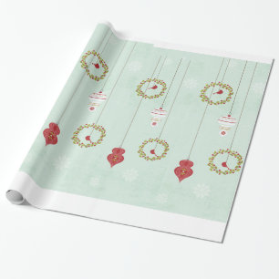 Weihnachtsbales Holly Ornamente Umschlagpapier Geschenkpapier