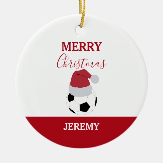Weihnachtsball-Ball Sportfußball Individuelle Name Keramik Ornament (Vorne)