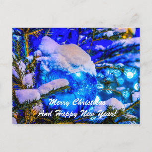 Weihnachtsball Blauer Schnee Feiertagspostkarte