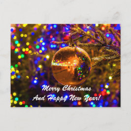 Weihnachtsball Gelbe Illumination Feiertagspostkarte