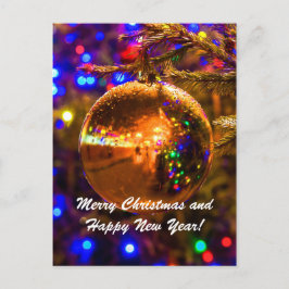 Weihnachtsball Gelbe Illumination Feiertagspostkarte