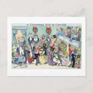 Weihnachtsball in Catville, Louis Wain Feiertagspostkarte
