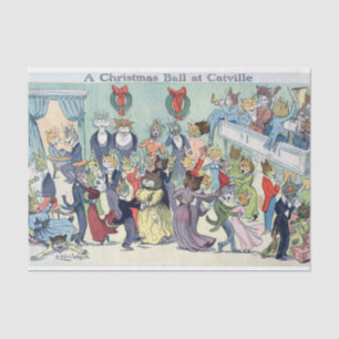 Weihnachtsball in Catville, Louis Wain Seidenpapier