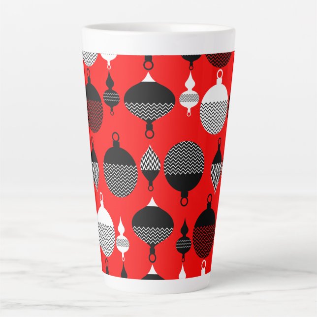 Weihnachtsball in Rot und Schwarz Retro Milchtasse (Vorderseite)