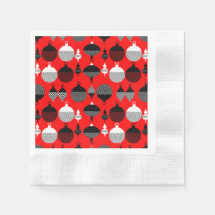 Weihnachtsball in Rot und Schwarz Retro Serviette
