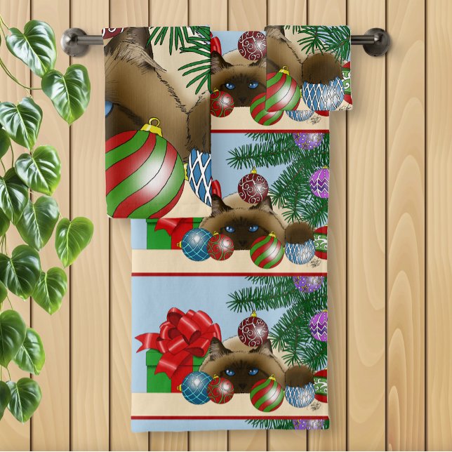 Weihnachtsball-Katze Badhandtuch Set (Von Creator hochgeladen)