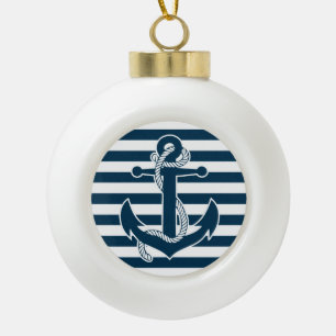 Weihnachtsball mit Anker Keramik Kugel-Ornament