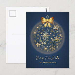 Weihnachtsball mit goldenen Schneeflocken Postkarte