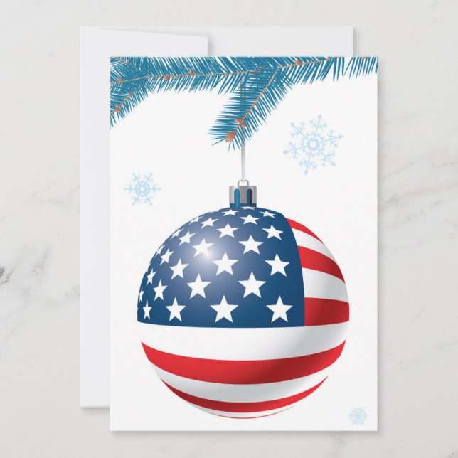 Weihnachtsball mit US-Flagge Feiertagskarte (Vorderseite)