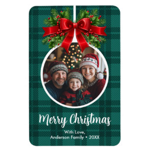 Weihnachtsball Ornament Foto Green Buffalo Kariert Magnet
