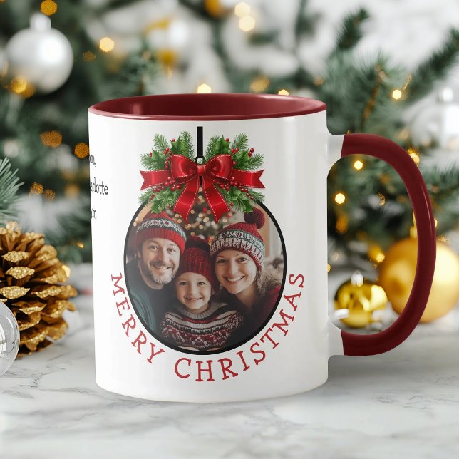 Weihnachtsball Ornament Foto White Tasse (Christmas Ball Ornament Photo White Mug)