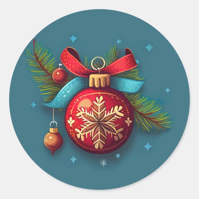 Weihnachtsball-Ornament Klassischer Rundsticker Runder Aufkleber (Vorderseite)