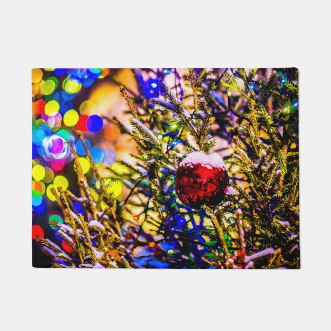Weihnachtsball Rot Fußmatte (Vorderseite)