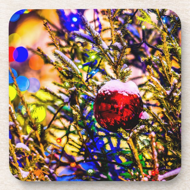 Weihnachtsball Rot Getränkeuntersetzer (Vorderseite)