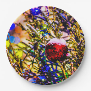 Weihnachtsball Rot Pappteller