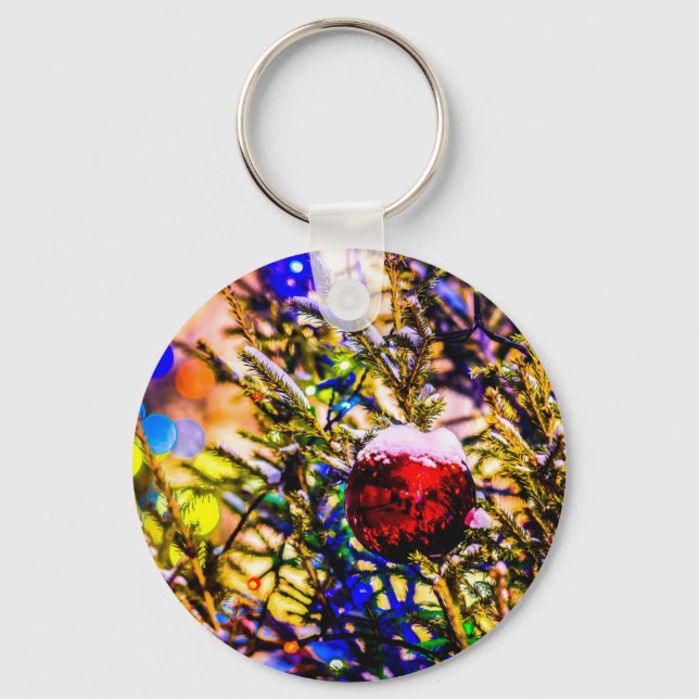 Weihnachtsball Rot Schlüsselanhänger (Vorderseite)