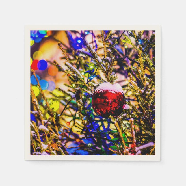 Weihnachtsball Rot Serviette (Vorderseite)