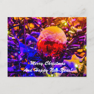 Weihnachtsball Roter Schnee Feiertagspostkarte