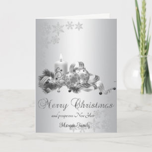 Weihnachtsball S, Kerzenschneeflocken Silber Feiertagskarte