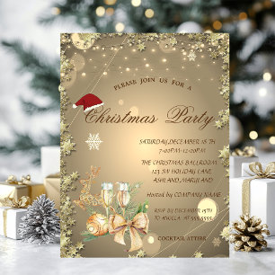 Weihnachtsball, Sterne, Rentiere Weihnachtsunterne Einladung