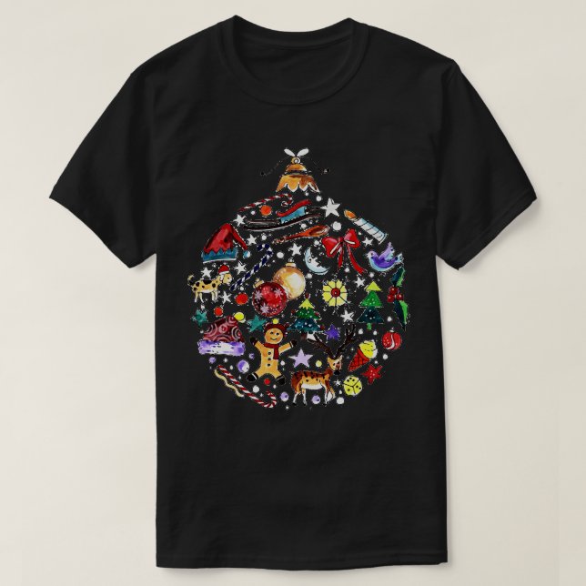 Weihnachtsball-Thema T-Shirt (Design vorne)