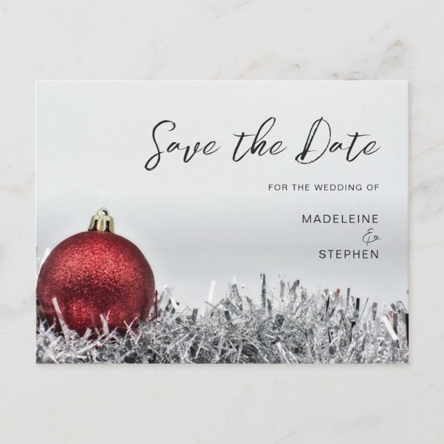 Weihnachtsball und Silbergarten Save the Date Postkarte (Vorderseite)