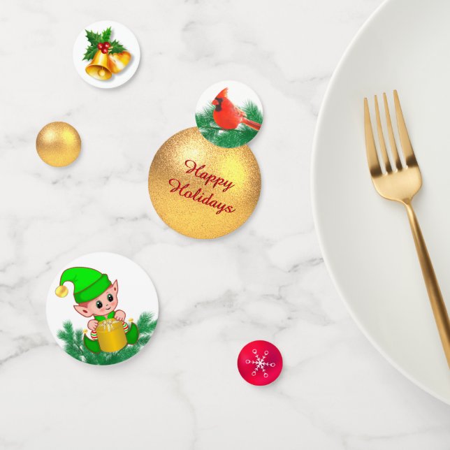 Weihnachtsball, Vogel und niedliche Elf Konfetti (Gruppe)