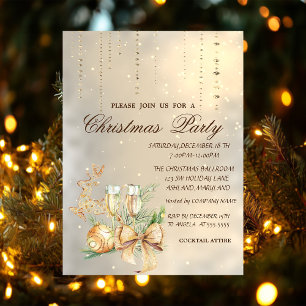 Weihnachtsball,Weinglas,Schleife,Rentierparty Einladung