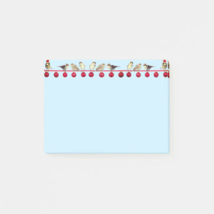 Weihnachtsbällchen & Carlvögel auf hellblau Post-it Klebezettel