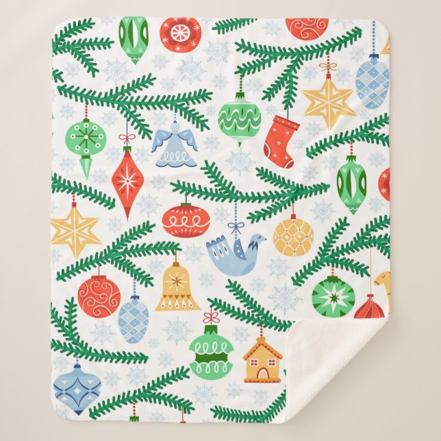 Weihnachtsbällchen, Dekorationen nahtlos Sherpadecke (Vorderseite)