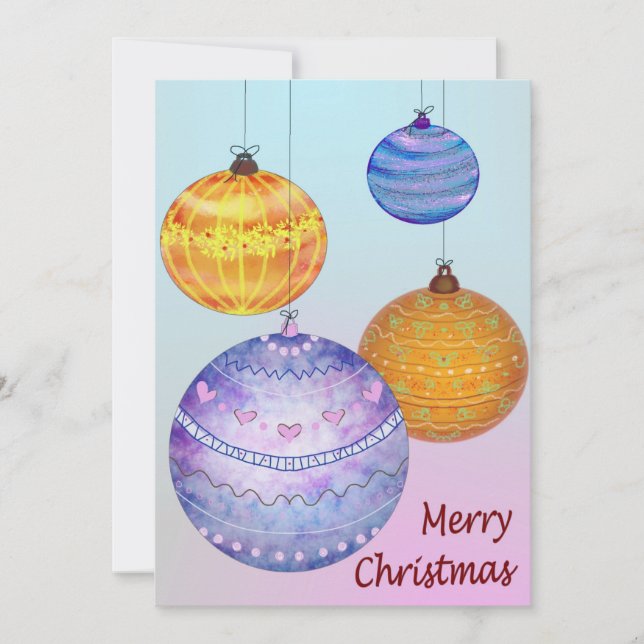 Weihnachtsbällchen Feiertagskarte (Vorderseite)