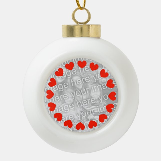 Weihnachtsbällchen im Foto | Eigenes Bild hinzufüg Keramik Kugel-Ornament (Vorderseite)