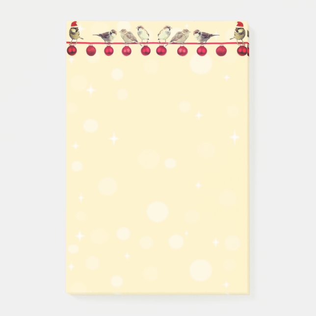 Weihnachtsbällchen & Karvogel Post-it Klebezettel (Vorderseite)