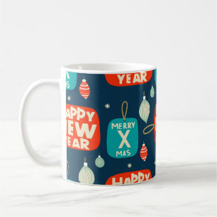 Weihnachtsbällchen und -schmuck Vintages Muster zu Kaffeetasse