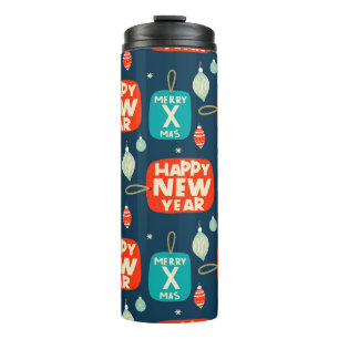 Weihnachtsbällchen und -schmuck Vintages Muster zu Thermosbecher
