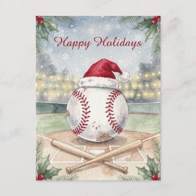 Weihnachtsbälle Baseball-Weihnachtskarten Feiertagspostkarte (Vorderseite)
