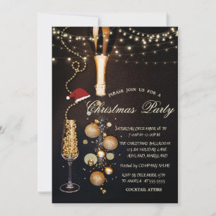 Weihnachtsbälle Champagner Lichter Firmenparty Einladung