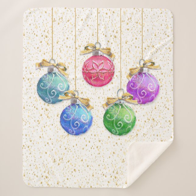 Weihnachtsbälle & Confetti Sherpadecke (Vorderseite)