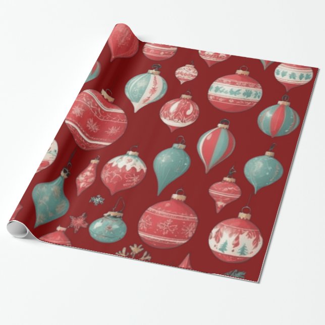 Weihnachtsbälle Dekorationen Wrapping Paper Geschenkpapier (Ungerollt)