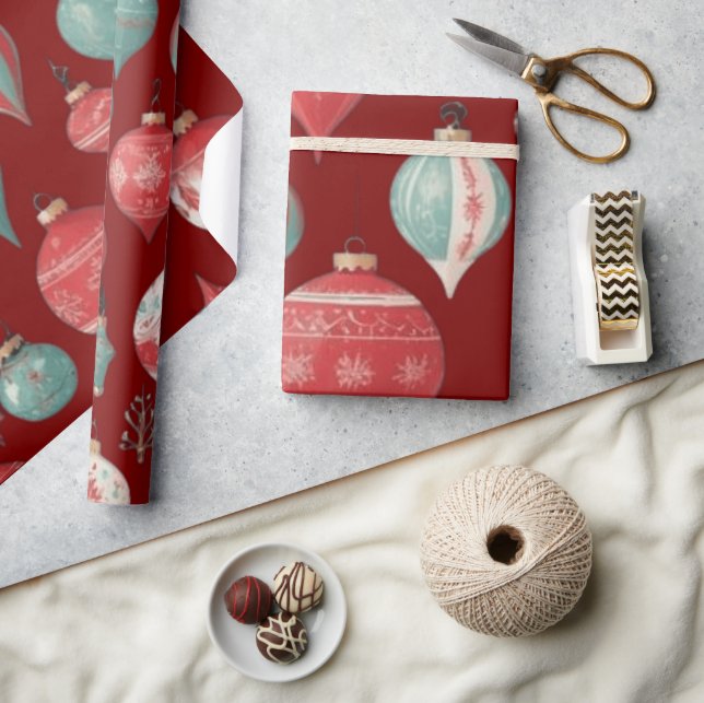 Weihnachtsbälle Dekorationen Wrapping Paper Geschenkpapier (Kunsthandwerk)