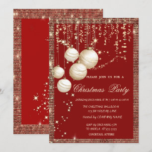 Weihnachtsbälle Gold Sequenzen Frame Red Christmas Einladung