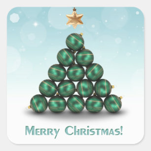 Weihnachtsbälle in Baumform Quadratischer Aufkleber