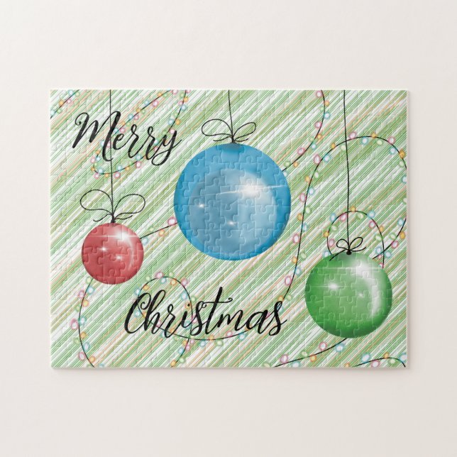 Weihnachtsbälle Lichter Urlaub Dekoration Geschenk Puzzle (Horizontal)