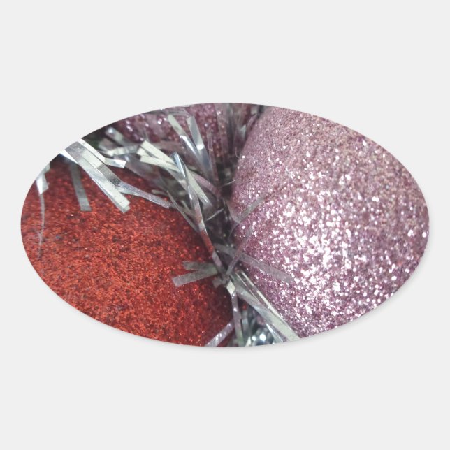 Weihnachtsbälle Ovaler Aufkleber (Vorderseite)