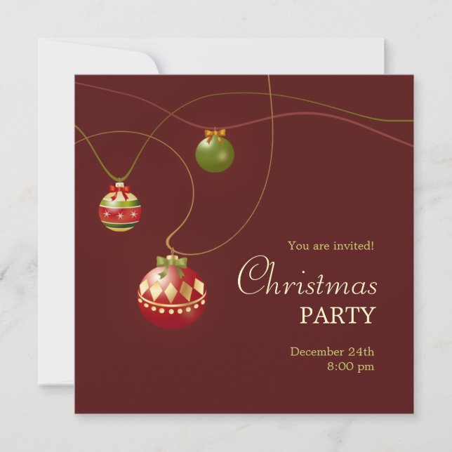 Weihnachtsbälle-Party Einladung (Vorderseite)