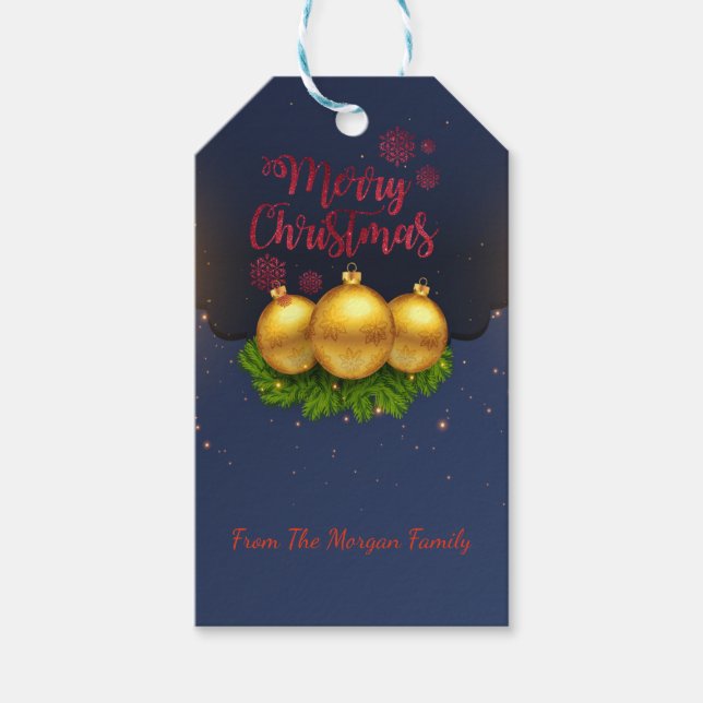 Weihnachtsbälle Pine Tree Branches Holiday Geschenkanhänger (Vorderseite)